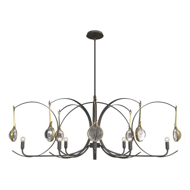 Hubbardton Forge 2024 Dark Smoke Modern Brass Clear Glass (ZM) Multi Optic 8-Light Oval Pendant