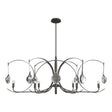 Hubbardton Forge 2024 Dark Smoke Sterling Clear Glass (ZM) Multi Optic 8-Light Oval Pendant