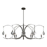 Hubbardton Forge 2024 Dark Smoke Sterling Clear Glass (ZM) Multi Optic 8-Light Oval Pendant