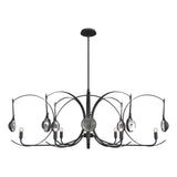 Hubbardton Forge 2024 Black Black Clear Glass (ZM) Multi Optic 8-Light Oval Pendant