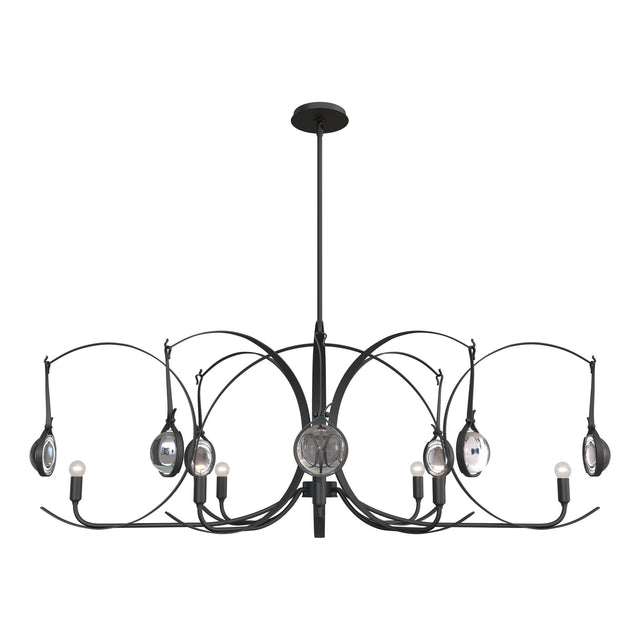 Hubbardton Forge 2024 Black Black Clear Glass (ZM) Multi Optic 8-Light Oval Pendant