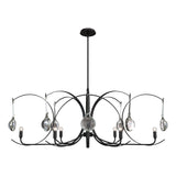 Hubbardton Forge 2024 Black Sterling Clear Glass (ZM) Multi Optic 8-Light Oval Pendant