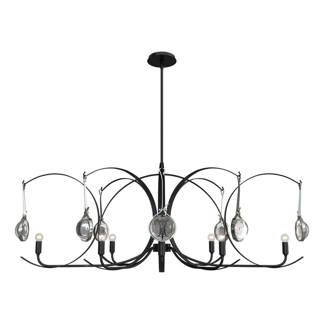 Hubbardton Forge 2024 Black Sterling Clear Glass (ZM) Multi Optic 8-Light Oval Pendant