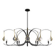 Hubbardton Forge 2024 Black Modern Brass Clear Glass (ZM) Multi Optic 8-Light Oval Pendant