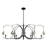 Hubbardton Forge 2024 Black Modern Brass Clear Glass (ZM) Multi Optic 8-Light Oval Pendant
