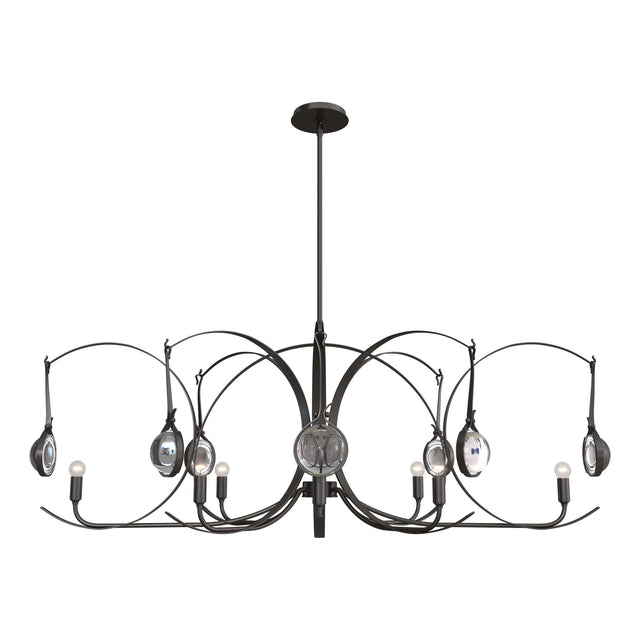 Hubbardton Forge 2024 Oil Rubbed Bronze Oil Rubbed Bronze Clear Glass (ZM) Multi Optic 8-Light Oval Pendant