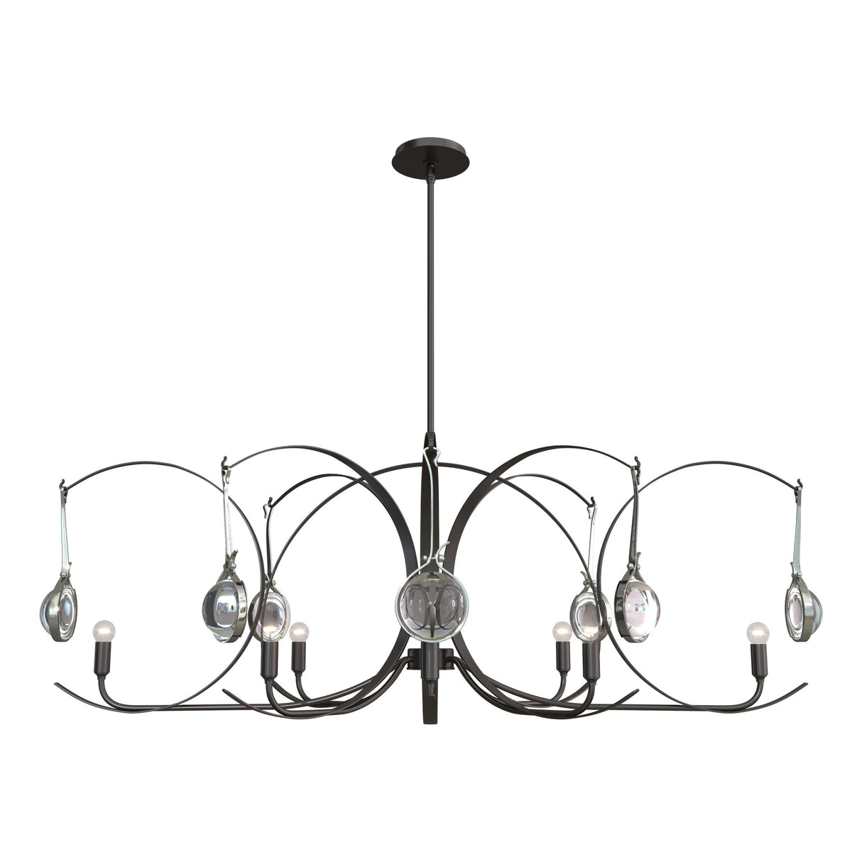 Hubbardton Forge 2024 Oil Rubbed Bronze Sterling Clear Glass (ZM) Multi Optic 8-Light Oval Pendant
