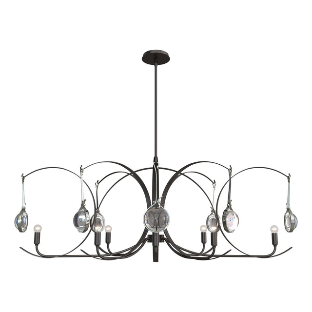 Hubbardton Forge 2024 Oil Rubbed Bronze Sterling Clear Glass (ZM) Multi Optic 8-Light Oval Pendant