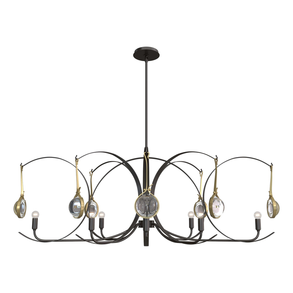 Hubbardton Forge 2024 Oil Rubbed Bronze Modern Brass Clear Glass (ZM) Multi Optic 8-Light Oval Pendant