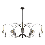 Hubbardton Forge 2024 Oil Rubbed Bronze Modern Brass Clear Glass (ZM) Multi Optic 8-Light Oval Pendant