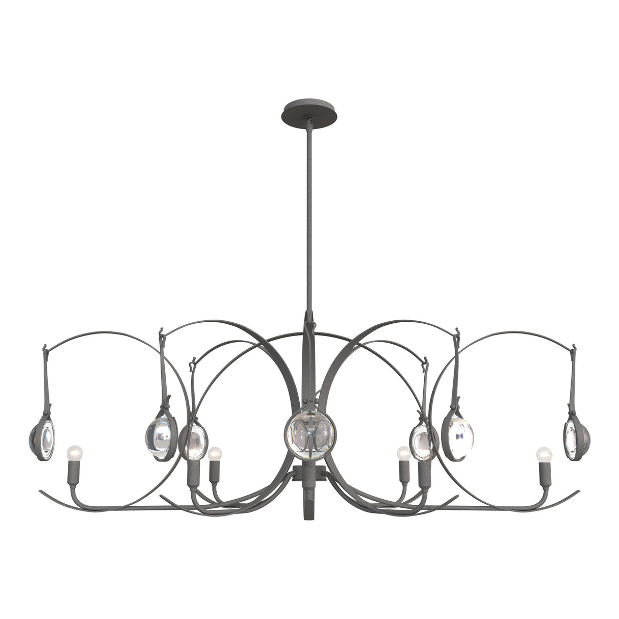 Hubbardton Forge 2024 Natural Iron Natural Iron Clear Glass (ZM) Multi Optic 8-Light Oval Pendant