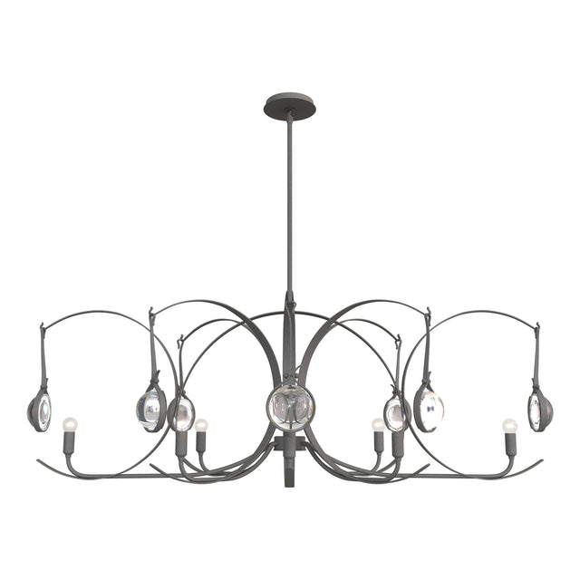 Hubbardton Forge 2024 Natural Iron Natural Iron Clear Glass (ZM) Multi Optic 8-Light Oval Pendant