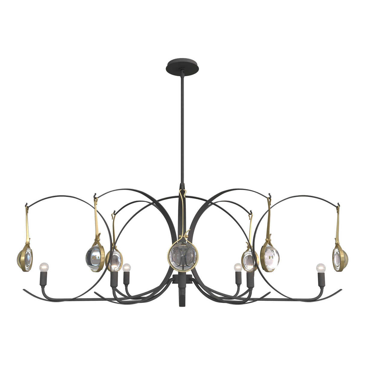 Hubbardton Forge 2024 Natural Iron Modern Brass Clear Glass (ZM) Multi Optic 8-Light Oval Pendant