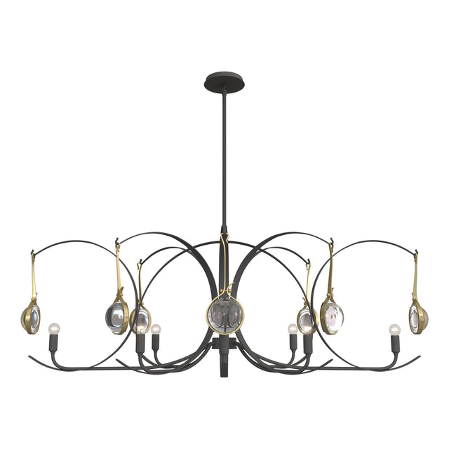 Hubbardton Forge 2024 Natural Iron Modern Brass Clear Glass (ZM) Multi Optic 8-Light Oval Pendant