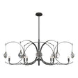 Hubbardton Forge 2024 Natural Iron Sterling Clear Glass (ZM) Multi Optic 8-Light Oval Pendant