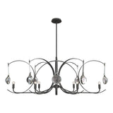 Hubbardton Forge 2024 Natural Iron Sterling Clear Glass (ZM) Multi Optic 8-Light Oval Pendant