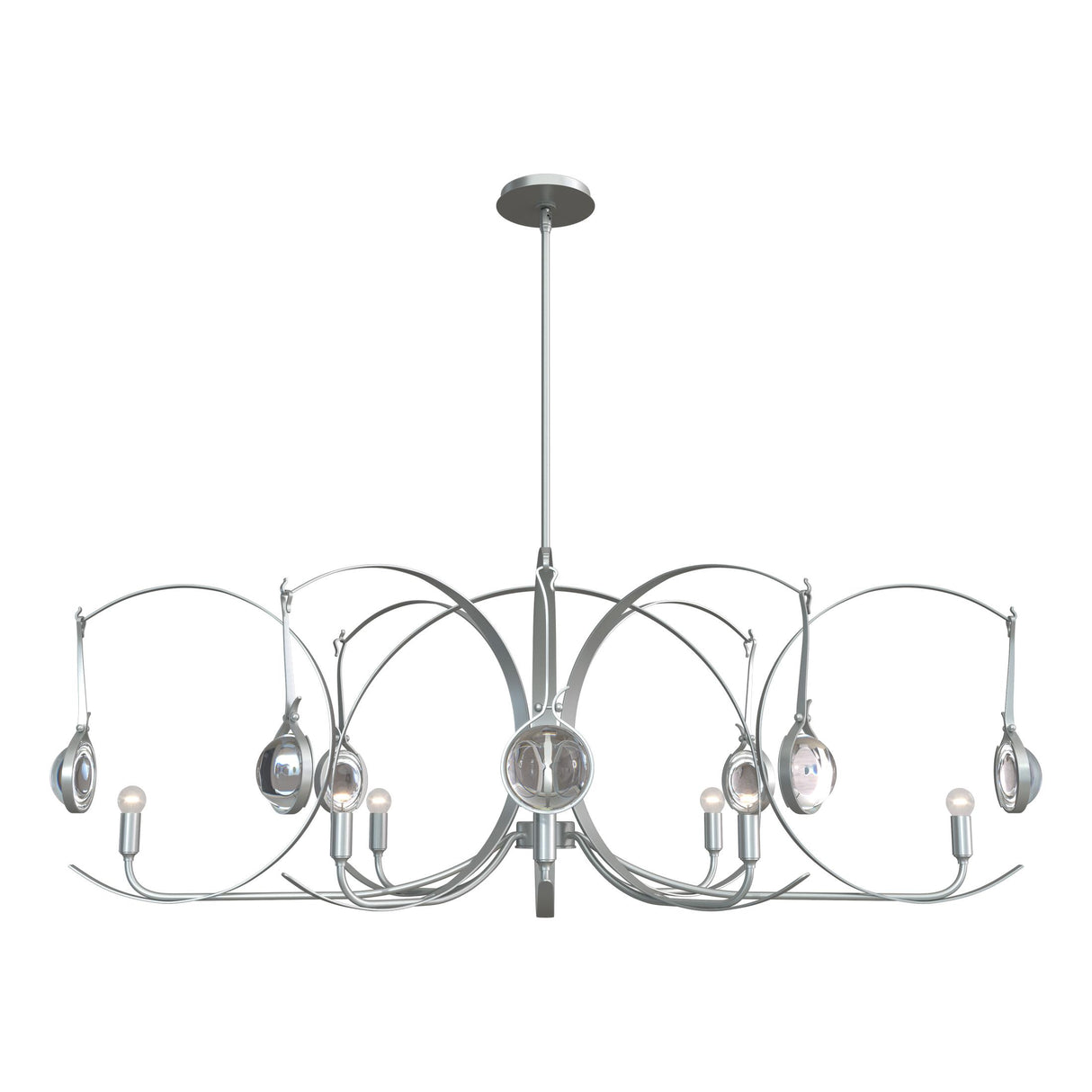 Hubbardton Forge 2024 Vintage Platinum Vintage Platinum Clear Glass (ZM) Multi Optic 8-Light Oval Pendant