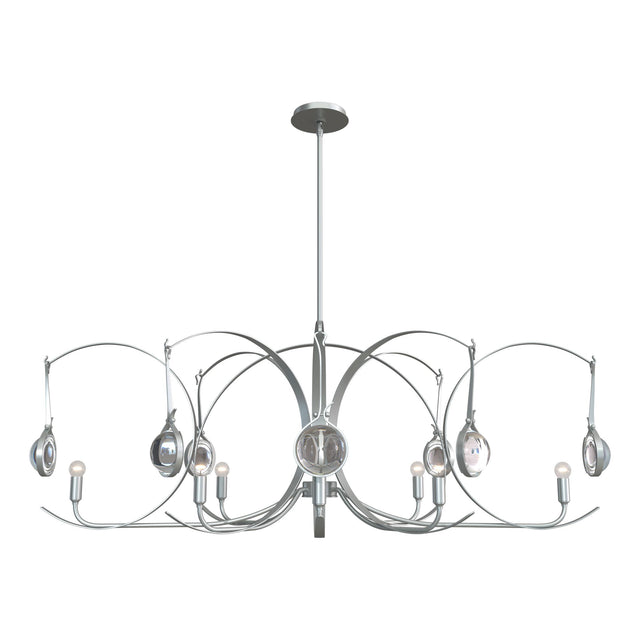 Hubbardton Forge 2024 Vintage Platinum Vintage Platinum Clear Glass (ZM) Multi Optic 8-Light Oval Pendant