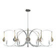 Hubbardton Forge 2024 Vintage Platinum Modern Brass Clear Glass (ZM) Multi Optic 8-Light Oval Pendant