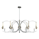 Hubbardton Forge 2024 Vintage Platinum Modern Brass Clear Glass (ZM) Multi Optic 8-Light Oval Pendant