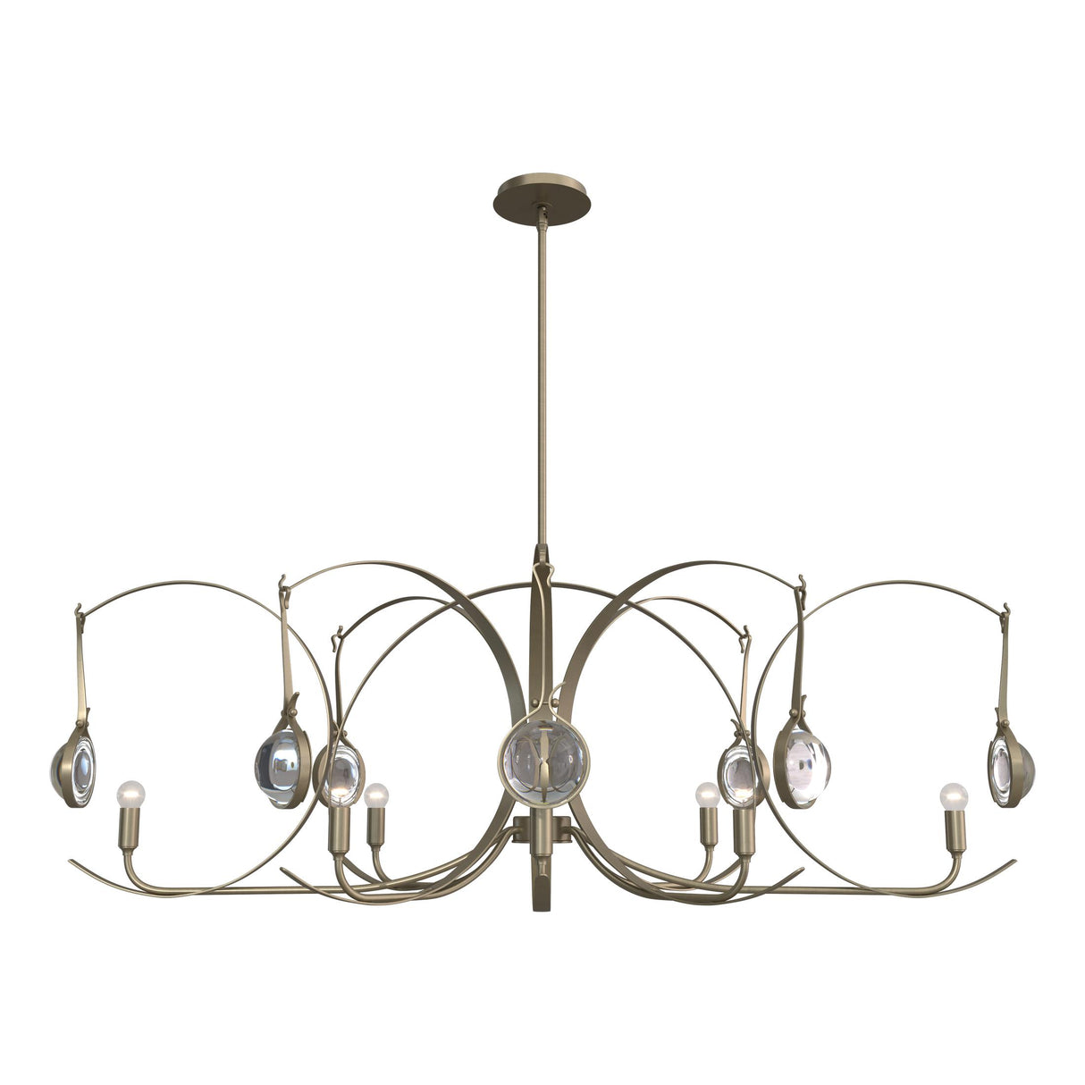 Hubbardton Forge 2024 Soft Gold Soft Gold Clear Glass (ZM) Multi Optic 8-Light Oval Pendant