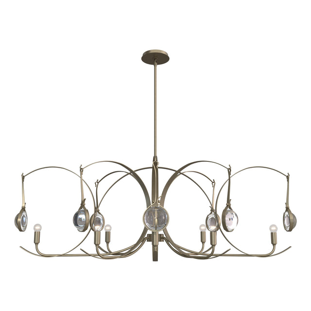 Hubbardton Forge 2024 Soft Gold Soft Gold Clear Glass (ZM) Multi Optic 8-Light Oval Pendant