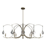 Hubbardton Forge 2024 Soft Gold Sterling Clear Glass (ZM) Multi Optic 8-Light Oval Pendant