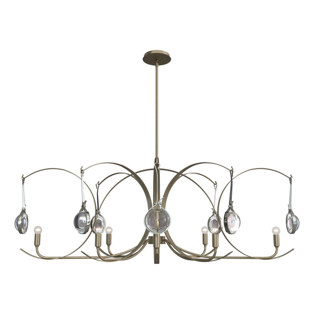 Hubbardton Forge 2024 Soft Gold Sterling Clear Glass (ZM) Multi Optic 8-Light Oval Pendant