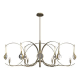 Hubbardton Forge 2024 Soft Gold Modern Brass Clear Glass (ZM) Multi Optic 8-Light Oval Pendant