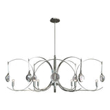 Hubbardton Forge 2024 Sterling Sterling Clear Glass (ZM) Multi Optic 8-Light Oval Pendant
