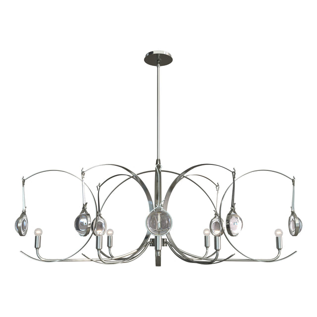 Hubbardton Forge 2024 Sterling Sterling Clear Glass (ZM) Multi Optic 8-Light Oval Pendant