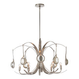 Hubbardton Forge 2024 Sterling Sterling Clear Glass (ZM) Multi Optic 8-Light Oval Pendant