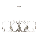 Hubbardton Forge 2024 Sterling Sterling Clear Glass (ZM) Multi Optic 8-Light Oval Pendant