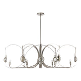 Hubbardton Forge 2024 Sterling Sterling Clear Glass (ZM) Multi Optic 8-Light Oval Pendant