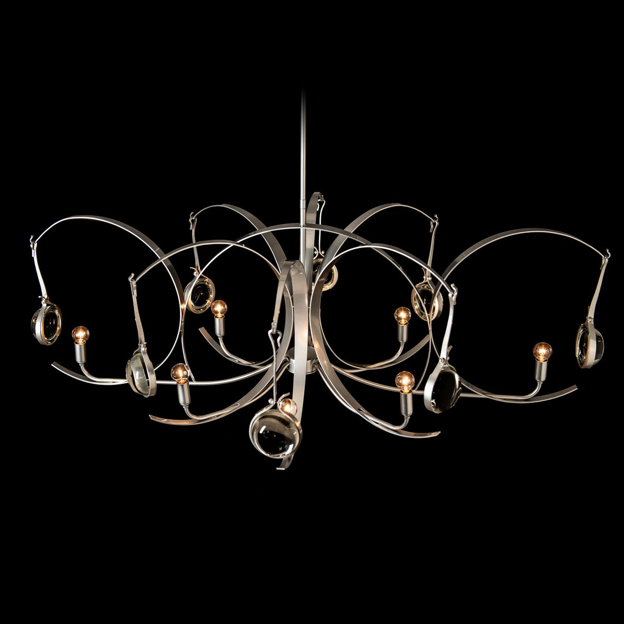 Hubbardton Forge 2024 Sterling Sterling Clear Glass (ZM) Multi Optic 8-Light Oval Pendant