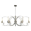 Hubbardton Forge 2024 Sterling Modern Brass Clear Glass (ZM) Multi Optic 8-Light Oval Pendant