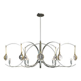Hubbardton Forge 2024 Sterling Modern Brass Clear Glass (ZM) Multi Optic 8-Light Oval Pendant
