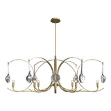 Hubbardton Forge 2024 Modern Brass Sterling Clear Glass (ZM) Multi Optic 8-Light Oval Pendant