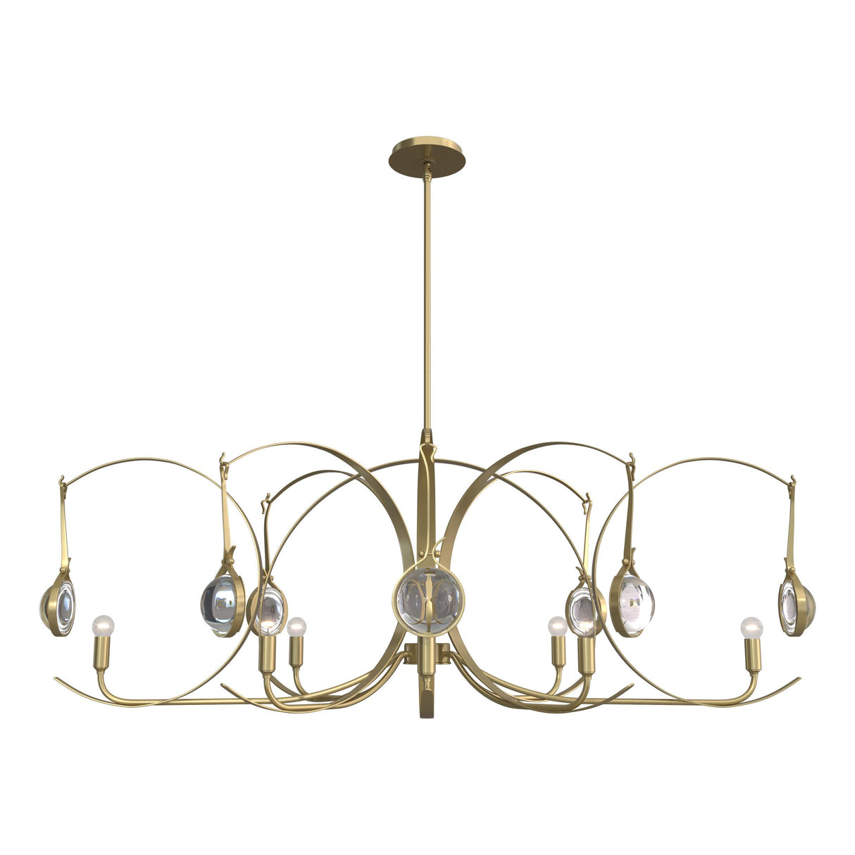 Hubbardton Forge 2024 Modern Brass Modern Brass Clear Glass (ZM) Multi Optic 8-Light Oval Pendant