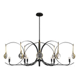 Hubbardton Forge 2024 Ink Modern Brass Clear Glass (ZM) Multi Optic 8-Light Oval Pendant