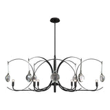 Hubbardton Forge 2024 Ink Sterling Clear Glass (ZM) Multi Optic 8-Light Oval Pendant