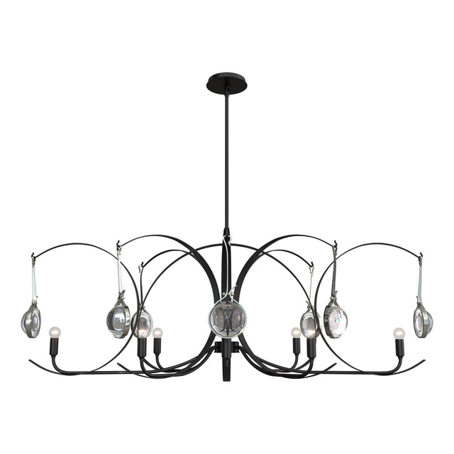 Hubbardton Forge 2024 Ink Sterling Clear Glass (ZM) Multi Optic 8-Light Oval Pendant