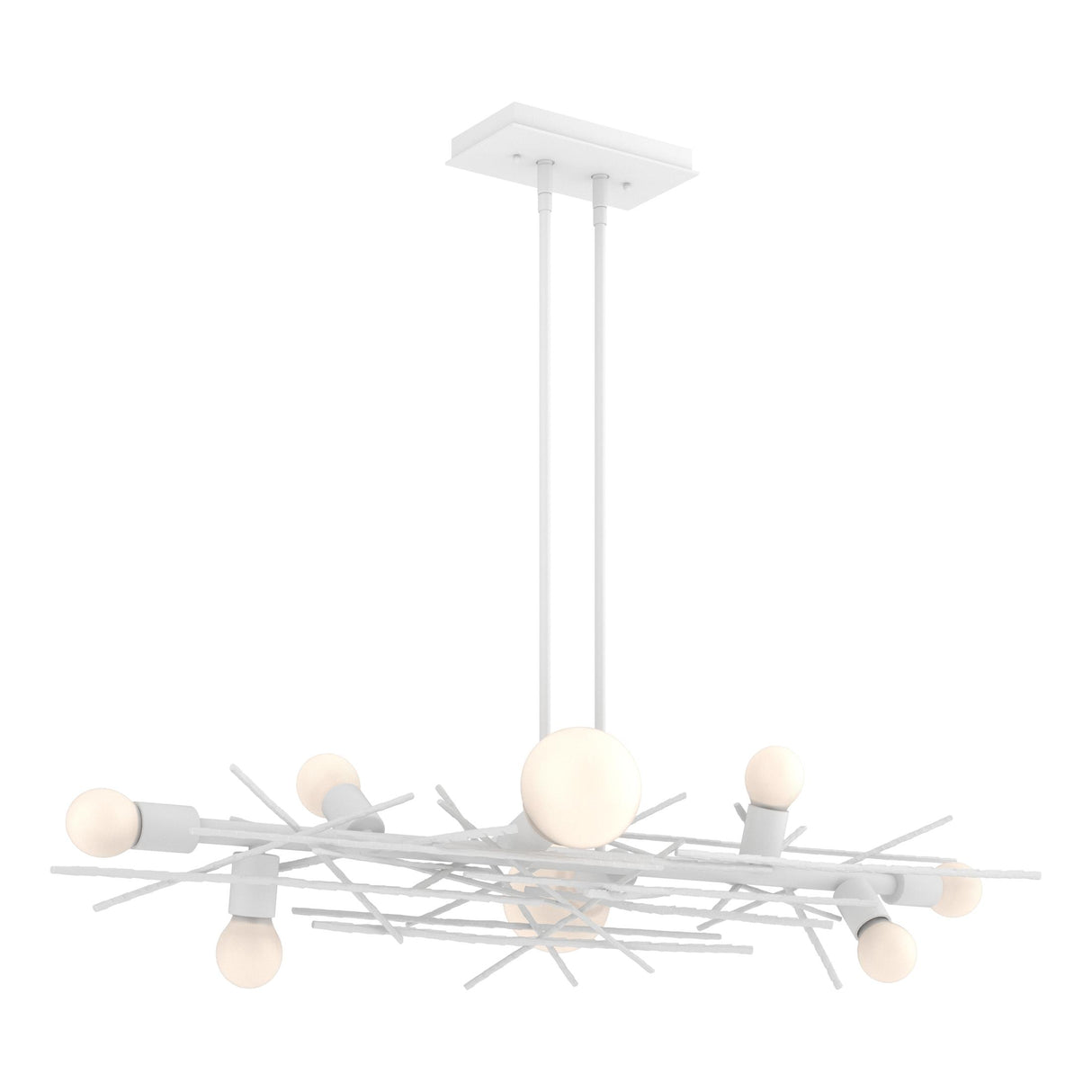 Hubbardton Forge 2024 White Multi Brindille 8-Light Linear Pendant