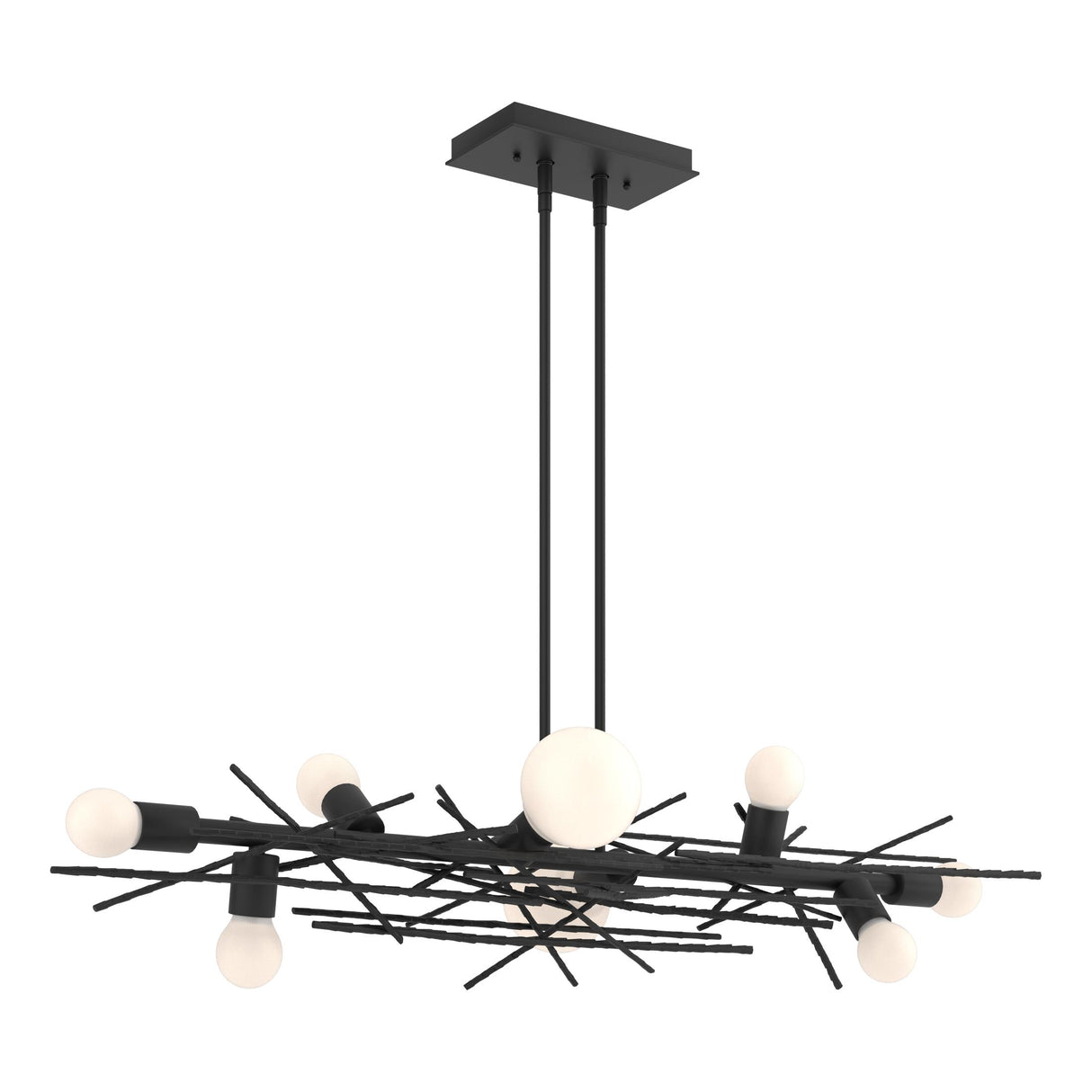 Hubbardton Forge 2024 Black Multi Brindille 8-Light Linear Pendant