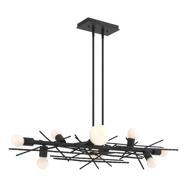 Hubbardton Forge 2024 Black Multi Brindille 8-Light Linear Pendant