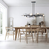 Hubbardton Forge 2024 Black Multi Brindille 8-Light Linear Pendant