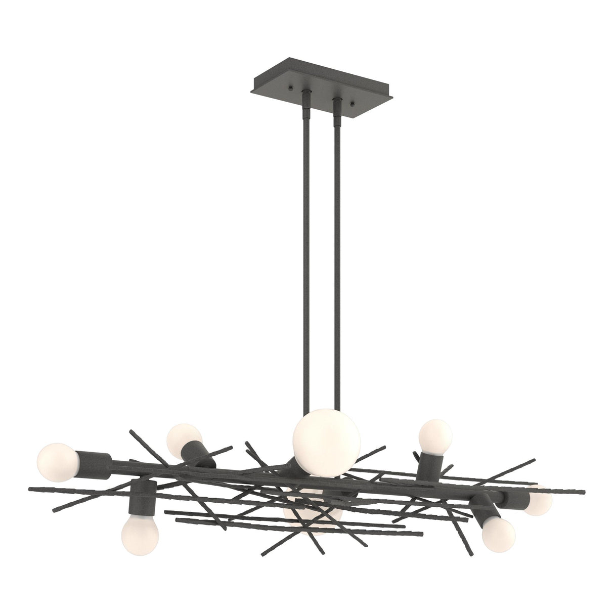 Hubbardton Forge 2024 Natural Iron Multi Brindille 8-Light Linear Pendant
