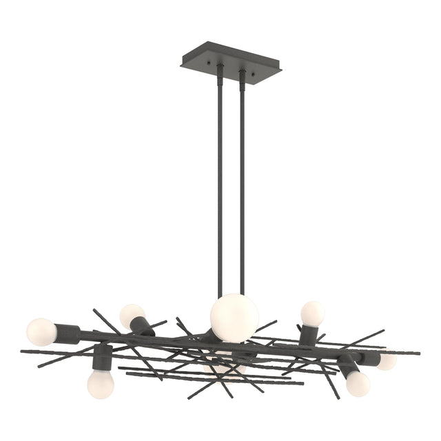 Hubbardton Forge 2024 Natural Iron Multi Brindille 8-Light Linear Pendant