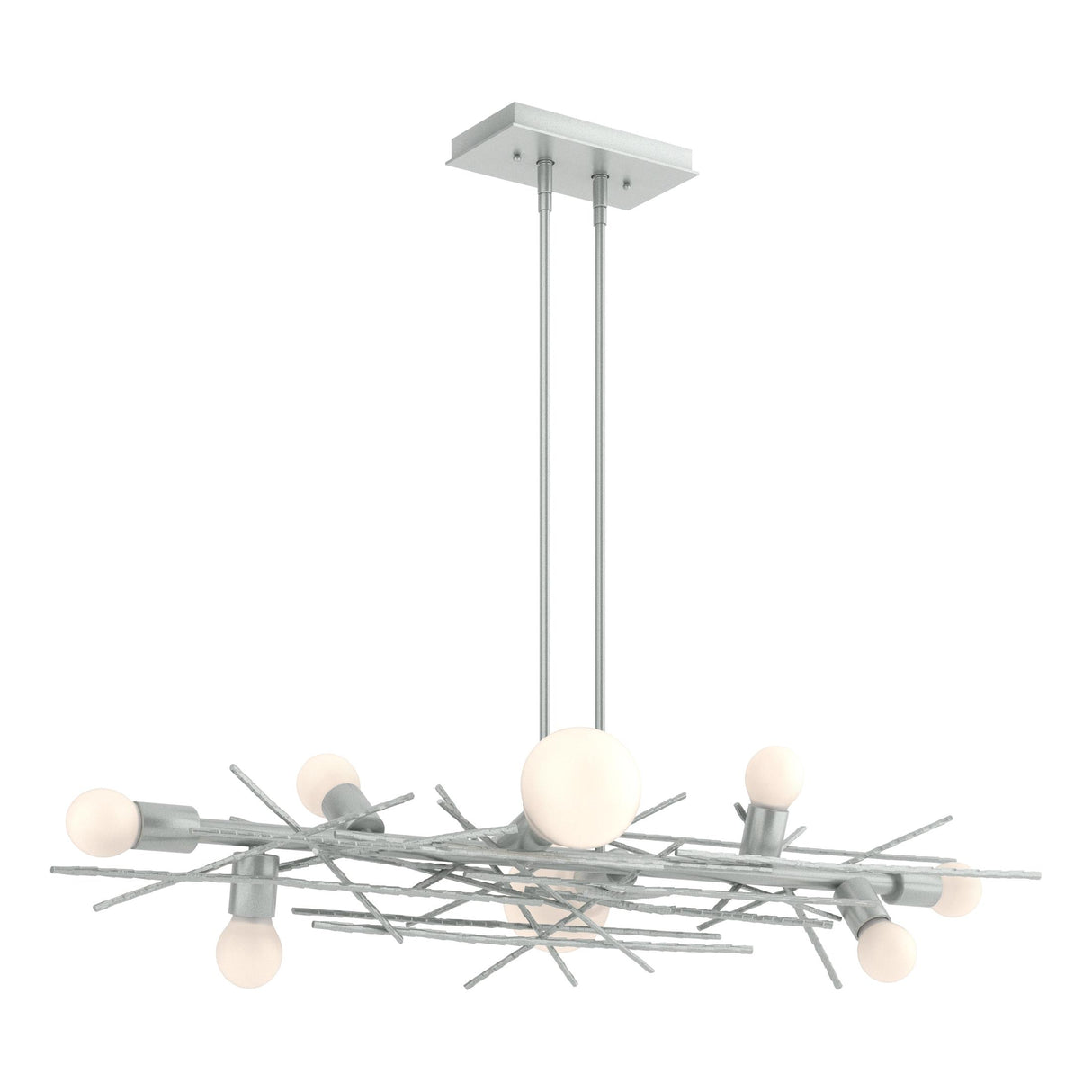 Hubbardton Forge 2024 Vintage Platinum Multi Brindille 8-Light Linear Pendant