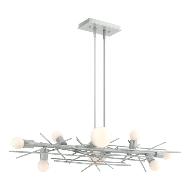 Hubbardton Forge 2024 Vintage Platinum Multi Brindille 8-Light Linear Pendant